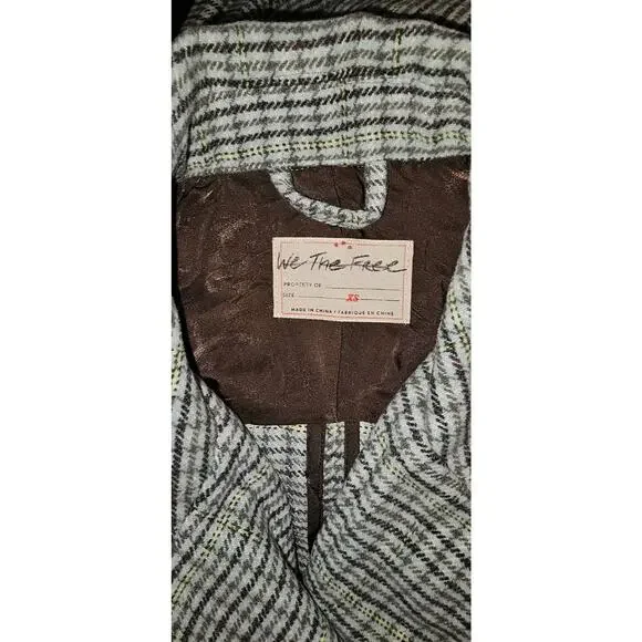 New Free People WE THE FREE Liberty Duster Plaid Jacket $298 X-SMALL Light Blue
